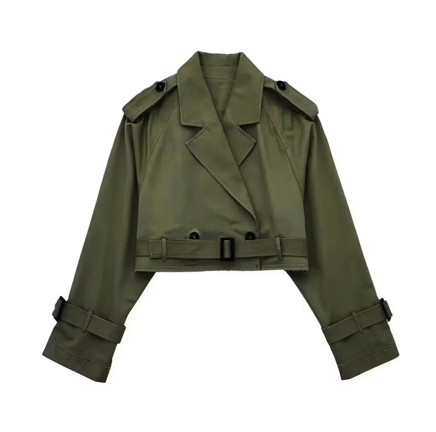 Lylah – Cropped Belted Trench Coat