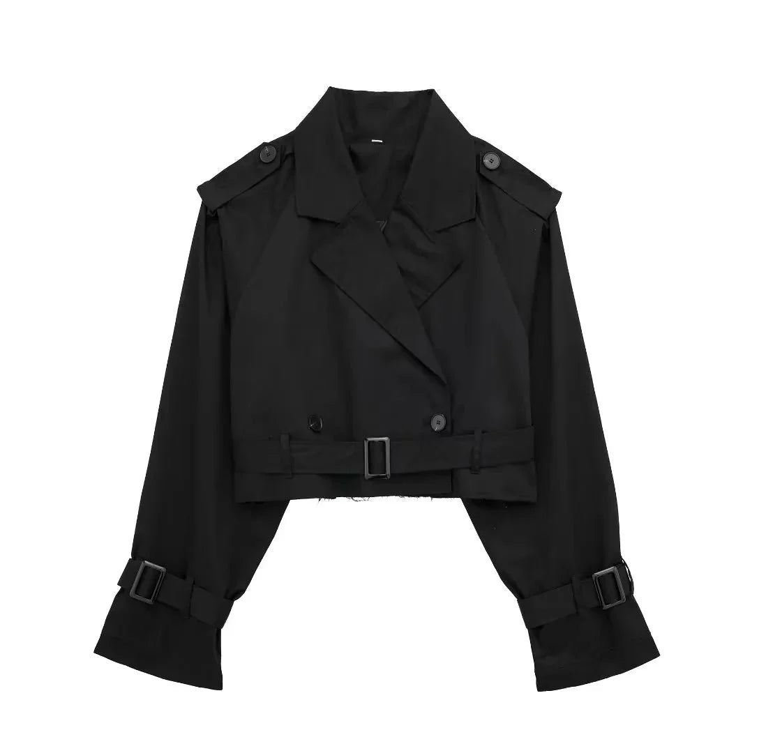Lylah – Cropped Belted Trench Coat