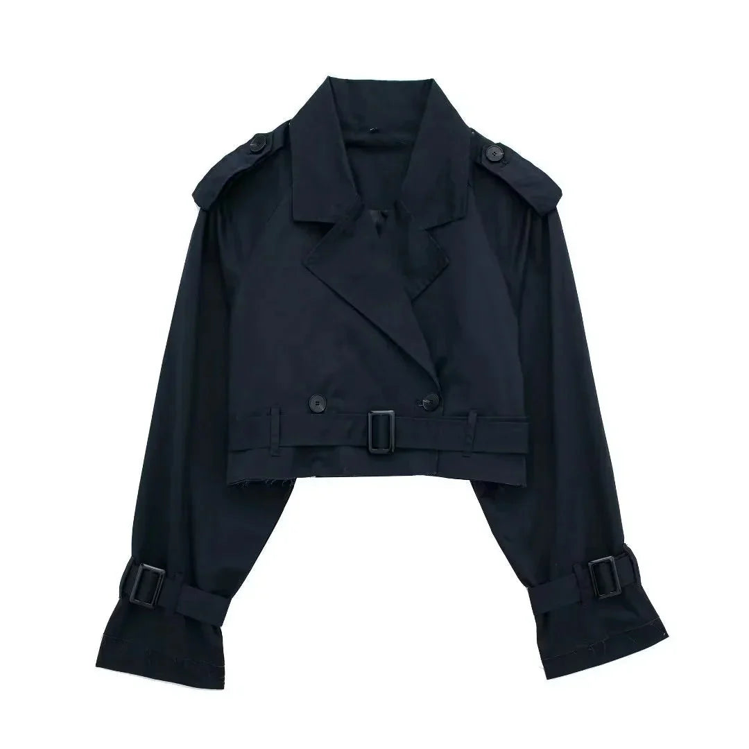 Lylah – Cropped Belted Trench Coat
