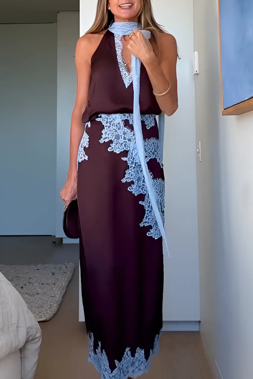 Lace Panel – Elegant Top & Skirt Suit Set