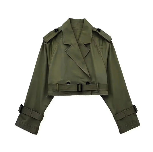 Lylah – Cropped Belted Trench Coat