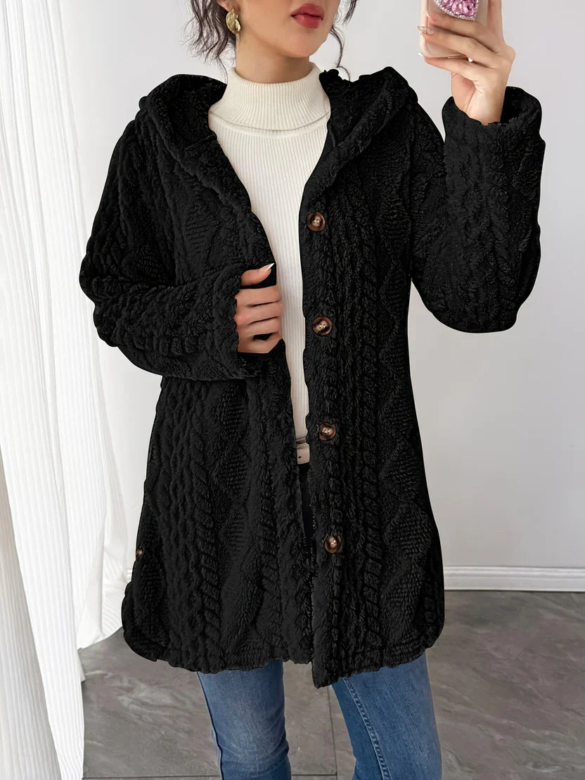 Rhombus Hooded Teddy Jacket