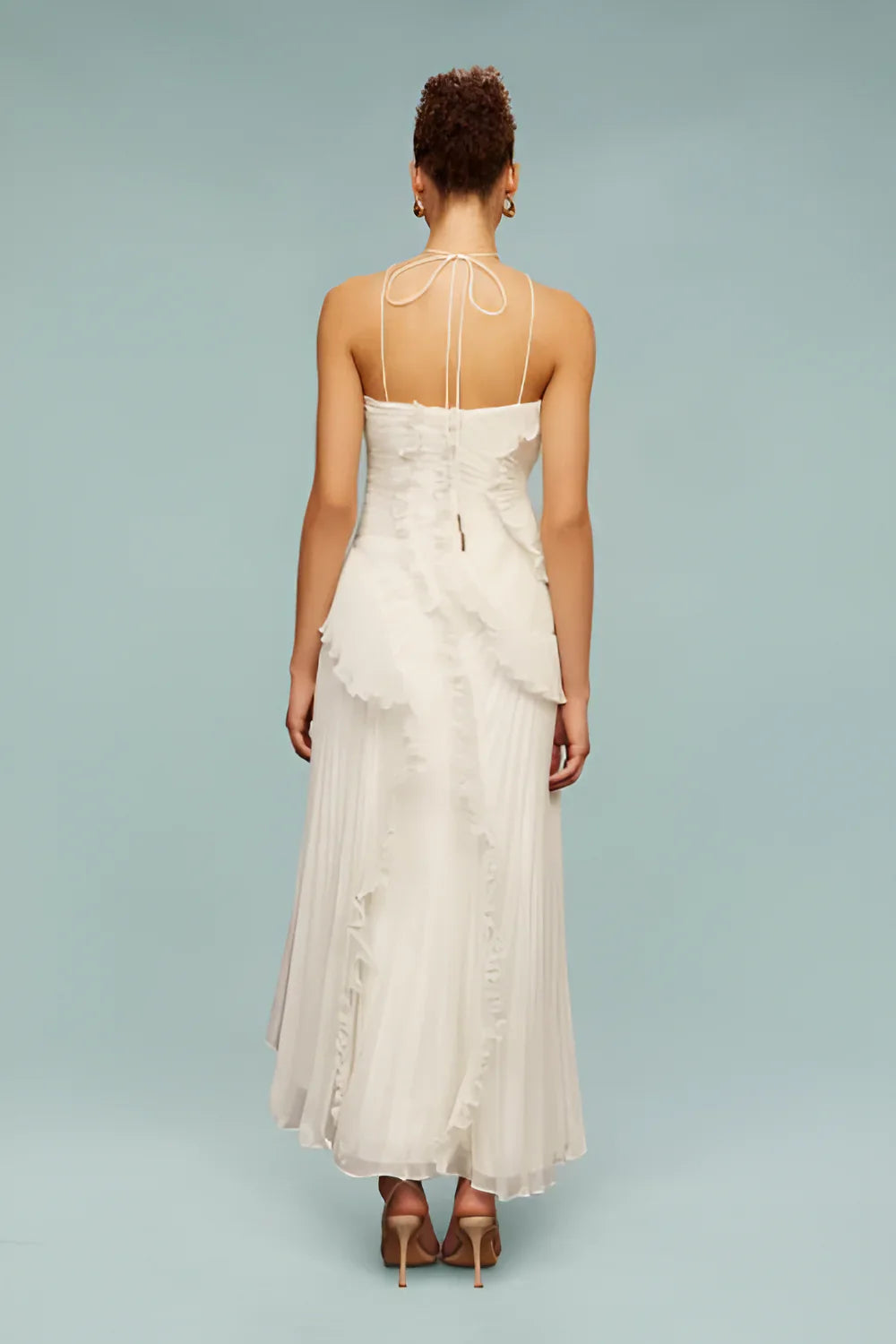 Pleated Frill – Halter Neck Maxi Dress